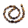 Natural Tiger Eye Flat Oval Bead Strands G-M206-19-2