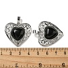 Natural Obsidian Peach Love Heart Pendants G-G158-01L-3