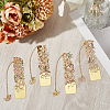 4Pcs 4 Styles Brass & Iron Enamel Bookmarks with Chain AJEW-SP0002-23B-3