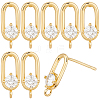 20Pcs Brass Pave Clear Cubic Zirconia Stud Earring Findings KK-BBC0023-21-7