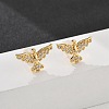 Eagle Brass Micro Pave Clear Cubic Zirconia Stud Earrings EJEW-B131-06G-1