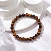 Natural Tiger Eye Round Beads Stretch Bracelets BJEW-JB11490-1