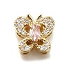 Brass Clear & Pink Cubic Zirconia Butterfly Multi-Strand Links KK-M316-14G-1