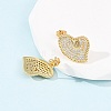 Heart Brass Micro Pave Cubic Zirconia Stud Earrings EJEW-B153-19G-01-3