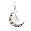 Alloy Moon & Glass Pendant Decorations HJEW-JM02689-07-2