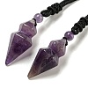 Natural Mixed Gemstone Conical Pendulum Pendant Necklace with Nylon Cord for Women NJEW-B106-01-2