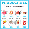 16Pcs 8 Styles Baking Paint Alloy Pendants FIND-TA0009-64-4
