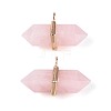 Natural Rose Quartz Double Terminal Pointed Pendants G-N345-09B-1