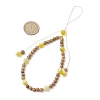 Dyed Natural Banded Agate & Wood Round Beaded Phone Hand Strap Chains HJEW-JM03365-01-3