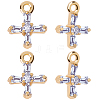 10Pcs Brass Clear Cubic Zirconia Tiny Cross Charms KK-BBC0015-92-1