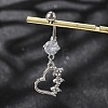 Alloy Crystal Rhinestone Dangle Curved Barbell Belly Rings AJEW-R007-04P-04-1