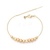 Adjustable Brass Beaded Slider Bracelets for Women BJEW-T022-22G-6