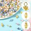 96Pcs 2 Style Glass Pearl Connector Charms PALLOY-FS00064-3