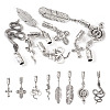 16Pcs 8 Styles Tibetan Style Alloy Cord Ends with Pendants FIND-TA0004-20-1