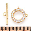 Brass Micro Pave Clear Cubic Zirconia Toggle Clasps KK-E068-VC174-4