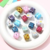 18Pcs 9 Colors Laser & Printed Opaque Acrylic Beads OACR-YW0004-55-4