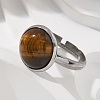 Half Round Natural Tiger Eye Finger Rings RJEW-M062-01P-08-5