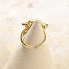 Brass Micro Pave Clear Cubic Zirconia Open Cuff Rings for Women Men KK-B124-12G-3