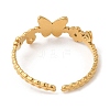 304 Stainless Steel Hollow Flower with Butterfly Open Cuff Rings for Women STAS-D085-05G-3