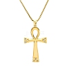 Stainless Steel Crysstal Rhinestone Ankh Cross Pendant Box Chain Necklaces for Men PW-WG356EF-02-1