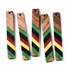 Jamaican Colour Epoxy Resin & Walnut Wood Pendants RESI-N039-122D-1