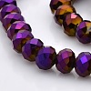 Full Plated Faceted Rondelle Glass Beads Strands GLAA-A024E-FP03-1