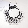 Plastic Baroque Pearl Nuggets Beads Tassel Woven Black Waxed Cord Bib Necklaces for Women FS-WG578A2-01-2