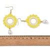 Brass Glass Beads Dangle Earrings EJEW-MZ00764-5