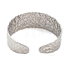 Non-Tarnish 304 Stainless Steel Textured Flat Cuff Bangles BJEW-G694-04P-3