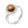 Natural Gemstone Oval Adjustable Ring RJEW-A020-01P-5