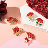 5Pcs 5 Styles Flower Enamel Pins JEWB-TA0001-35-5
