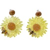 Flower with Bees Acrylic Dangle Stud Earrings FS-WG9FE34-02-1