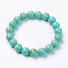 Synthetic Turquoise Beaded Stretch Bracelet BJEW-P208-04-12mm-1