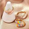 Brass Enamel Cuff Rings for Women RJEW-L113-035G-2