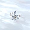 Alloy Rhinestone Snowflake Cuff Open Rings for Women WGB7CFA-01-2