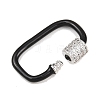Oval Brass Micro Pave Clear Cubic Zirconia Screw Carabiner Clasps KK-B167-01B-P-3
