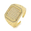 Brass with Cubic Zirconia Open Cuff Rings RJEW-U011-06A-G-1