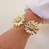 304 Stainless Steel Flower Cuff Bangles for Women BJEW-Z157-02G-03-1