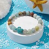 Natural Flower Amazonite & Synthetic Turquoise Turtle Beaded Stretch Bracelet BJEW-JB09699-01-2