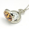 Alloy Porcelain Flat Round Pendant Necklace Pocket Watch WACH-N013-07I-3