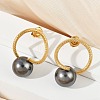 304 Stainless Steel Natural Shell Pearl Stud Earrings EJEW-G423-21G-3