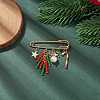 Christmas Candy Cane & Star & Bowknot Charms Alloy Safety Pin Brooch JEWB-TA00002-2