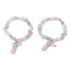 2Pcs 2 Style Natural Mixed Gemstone Chips Stretch Bracelets Set BJEW-JB11066-1