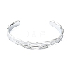 Non-Tarnish 304 Stainless Steel Textured Open Cuff Bangles for Women STAS-B068-02P-2