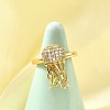 Ocean Theme Brass Micro Pave Cubic Zirconia Cuff Rings for Women RJEW-F184-17H-G-1