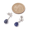 Natural Lapis Lazuli Twist Oval Dangle Stud Earrings EJEW-JE05664-02-3