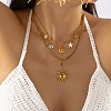 Summer Beach 304 Stainless Steel Double Layer Pendant Necklaces for Women FS-WG35B3D-04-2