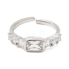Brass with Cubic Zirconia Cuff Rings for Women RJEW-B160-07B-P-4