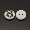 2-Hole Flat Round Number Printed Wooden Sewing Buttons X-BUTT-M002-13mm-8-2