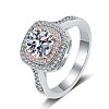 Rhodium Plated 925 Sterling Silver Micro Pave 6.5mm Cubic Zirconia Finger Rings for Women WGCD3AD-08-5